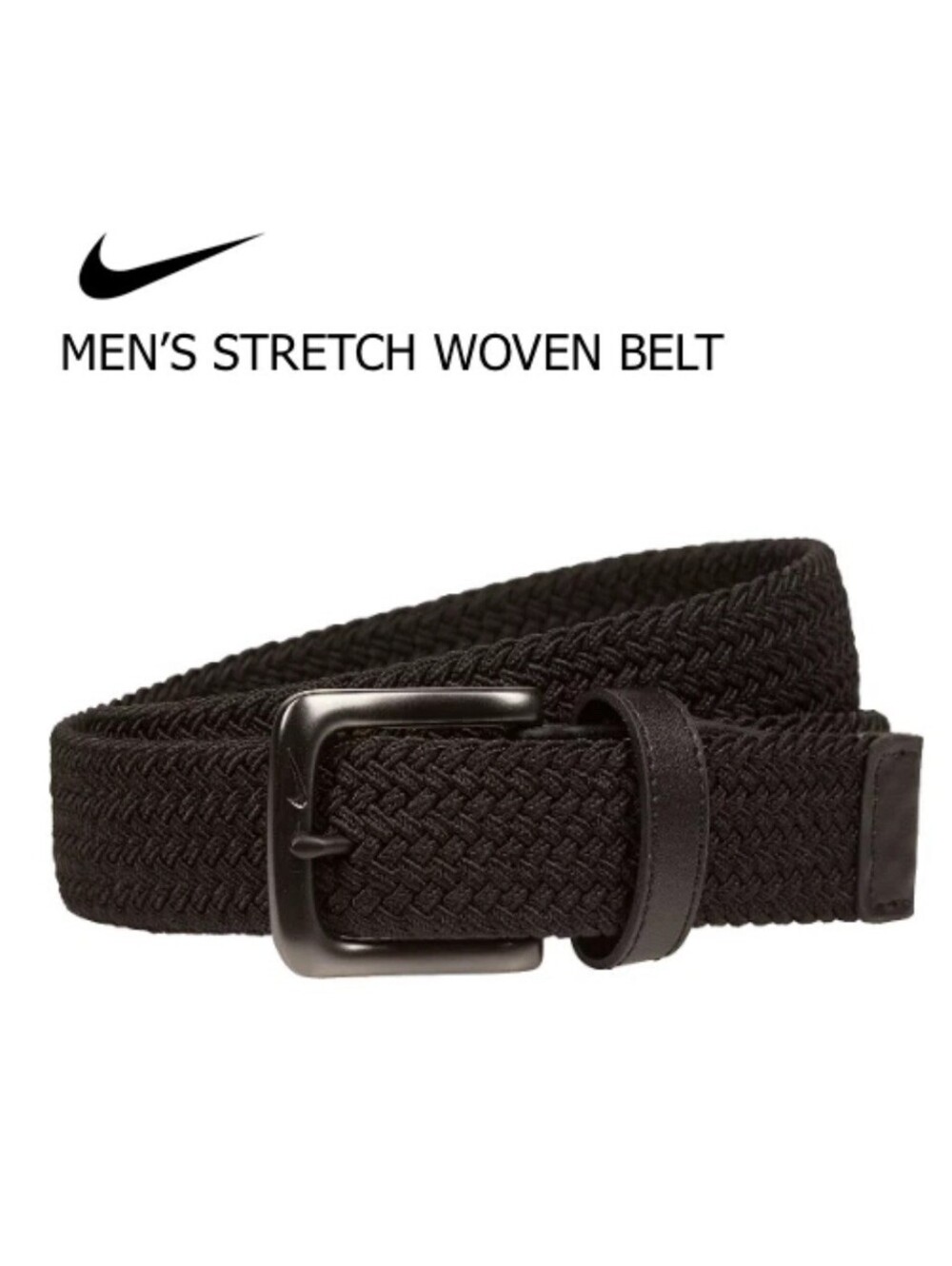 Nike Mens X-Large (42-44) Black Solid Flex/Stretch Woven Golf Belt NEW